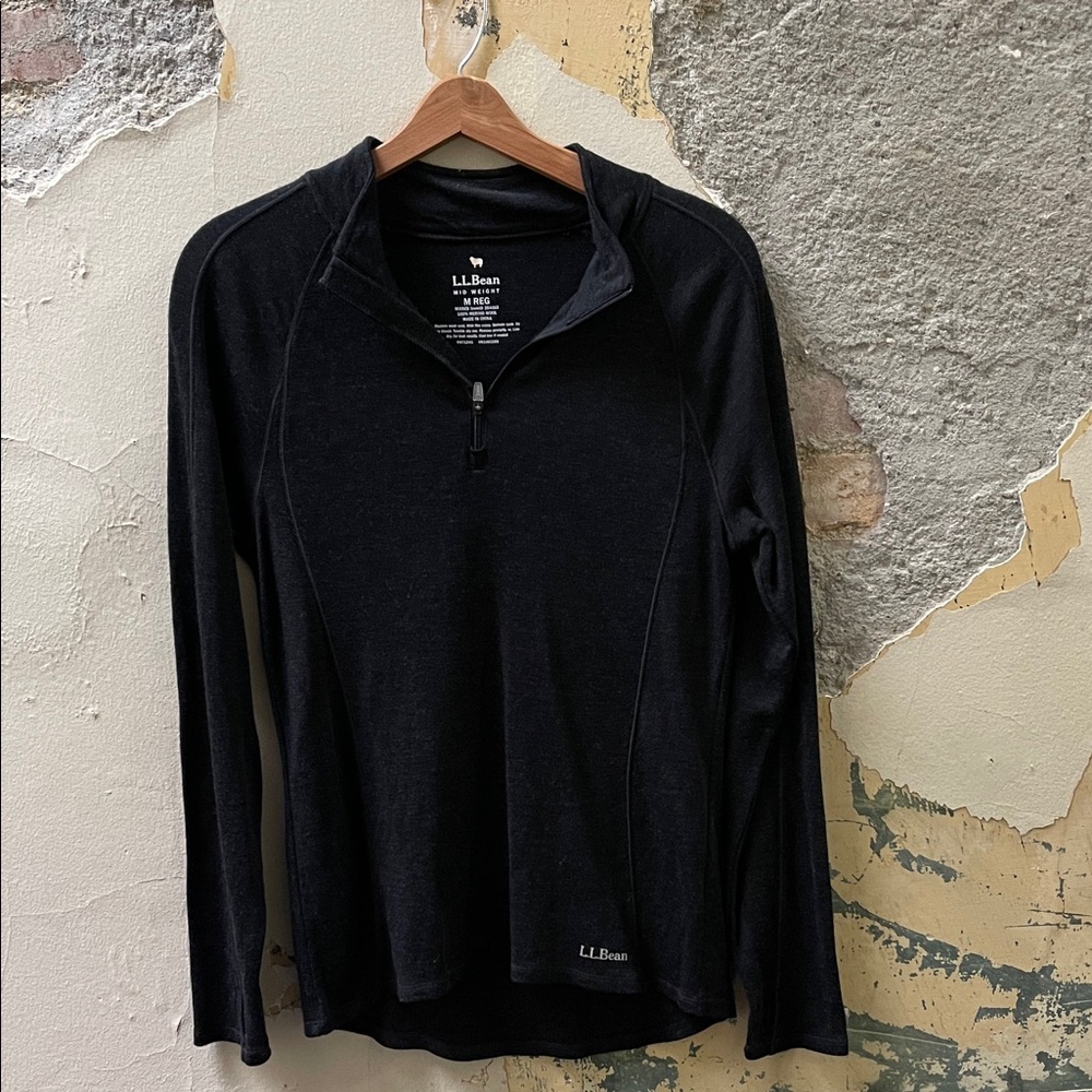 L.L. Bean Merino Wool Mid-Weight Quarter Zip Baselayer